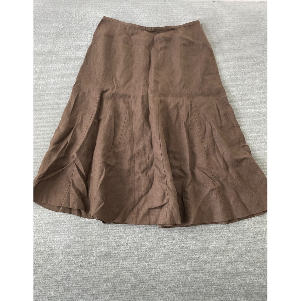 Vintage Talbots Irish Linen Skirts Women 14 Chocolate Midi A Line Academia